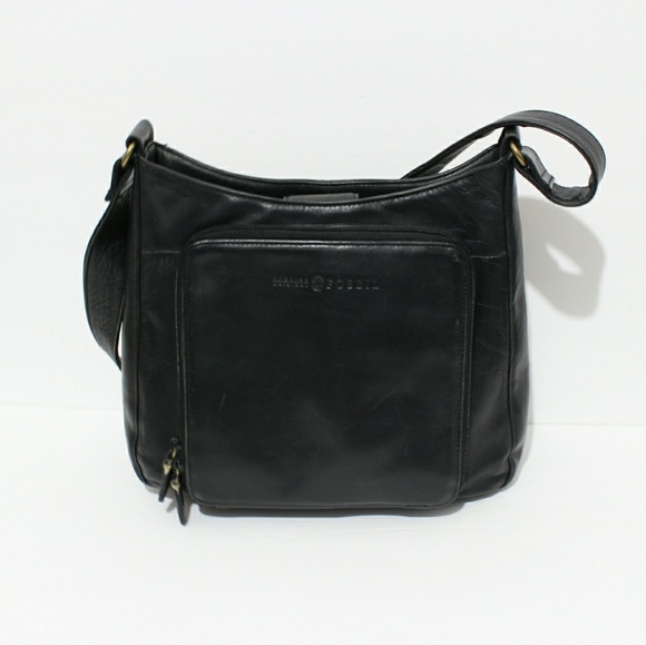 Fossil Handbags - Fossil distressed black leather shoulder hobo bag
